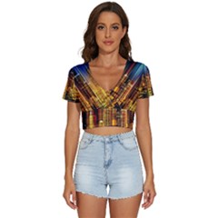 Skyline Light Rays Gloss Upgrade V-neck Crop Top by Cemarart