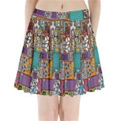 Pattern Design Art Techno  Dj Music Retro Music Device Pleated Mini Skirt by Cemarart