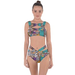 Pattern Design Art Techno  Dj Music Retro Music Device Bandaged Up Bikini Set  by Cemarart