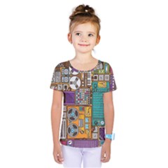 Pattern Design Art Techno  Dj Music Retro Music Device Kids  One Piece T-shirt