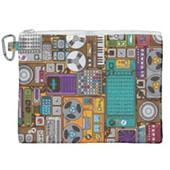 Pattern Design Art Techno  Dj Music Retro Music Device Canvas Cosmetic Bag (xxl) by Cemarart