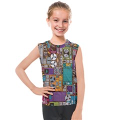 Pattern Design Art Techno  Dj Music Retro Music Device Kids  Mesh Tank Top by Cemarart