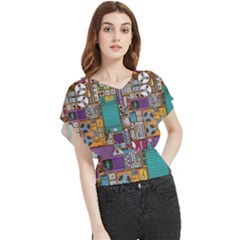 Pattern Design Art Techno  Dj Music Retro Music Device Butterfly Chiffon Blouse