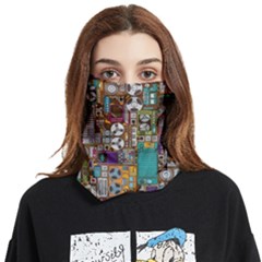 Pattern Design Art Techno  Dj Music Retro Music Device Face Covering Bandana (two Sides) by Cemarart