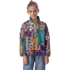 Pattern Design Art Techno  Dj Music Retro Music Device Kids  Half Zip Hoodie by Cemarart