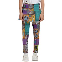 Pattern Design Art Techno  Dj Music Retro Music Device Kids  Skirted Pants by Cemarart