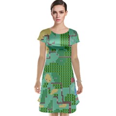 Green Retro Games Pattern Cap Sleeve Nightdress by Cemarart