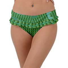 Green Retro Games Pattern Frill Bikini Bottoms by Cemarart