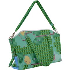 Green Retro Games Pattern Canvas Crossbody Bag by Cemarart