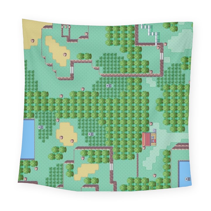 Green Retro Games Pattern Square Tapestry (Large)