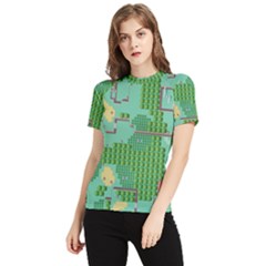 Green Retro Games Pattern Women s Short Sleeve Rash Guard by Cemarart