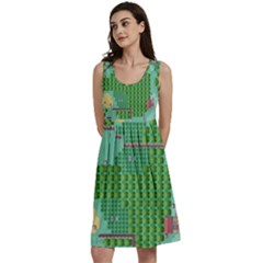 Green Retro Games Pattern Classic Skater Dress by Cemarart