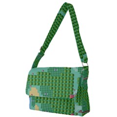 Green Retro Games Pattern Full Print Messenger Bag (s) by Cemarart