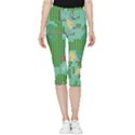 Green Retro Games Pattern Inside Out Lightweight Velour Capri Leggings  View3