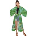 Green Retro Games Pattern Maxi Kimono View1