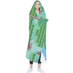 Green Retro Games Pattern Wearable Blanket by Cemarart