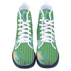 Green Retro Games Pattern Women s High-top Canvas Sneakers by Cemarart