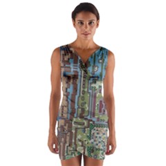 Arcade Game Retro Pattern Wrap Front Bodycon Dress by Cemarart