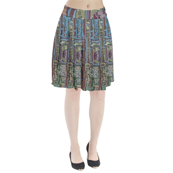 Arcade Game Retro Pattern Pleated Skirt