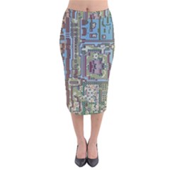 Arcade Game Retro Pattern Velvet Midi Pencil Skirt by Cemarart