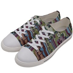 Arcade Game Retro Pattern Women s Low Top Canvas Sneakers by Cemarart