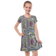 Arcade Game Retro Pattern Kids  Cross Web Dress by Cemarart