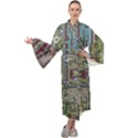 Arcade Game Retro Pattern Maxi Velvet Kimono View1