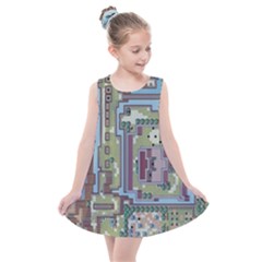 Arcade Game Retro Pattern Kids  Summer Dress by Cemarart