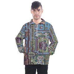 Arcade Game Retro Pattern Men s Half Zip Pullover by Cemarart