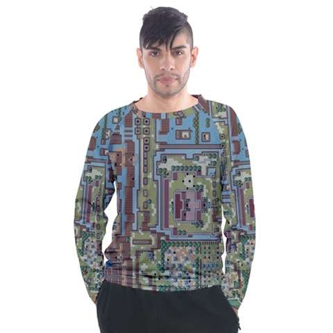 Arcade Game Retro Pattern Men s Long Sleeve Raglan T-shirt by Cemarart