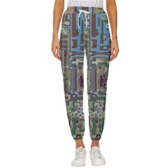 Arcade Game Retro Pattern Women s Cropped Drawstring Pants by Cemarart