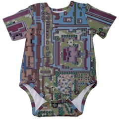 Arcade Game Retro Pattern Baby Short Sleeve Bodysuit by Cemarart