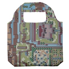 Arcade Game Retro Pattern Premium Foldable Grocery Recycle Bag by Cemarart