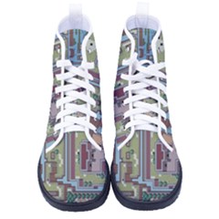 Arcade Game Retro Pattern Men s High-top Canvas Sneakers by Cemarart