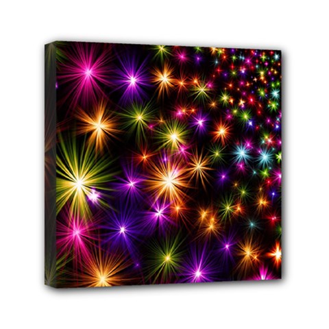 Star Colorful Christmas Xmas Abstract Mini Canvas 6  X 6  (stretched) by Cemarart