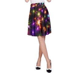 Star Colorful Christmas Xmas Abstract A-line Skirt by Cemarart