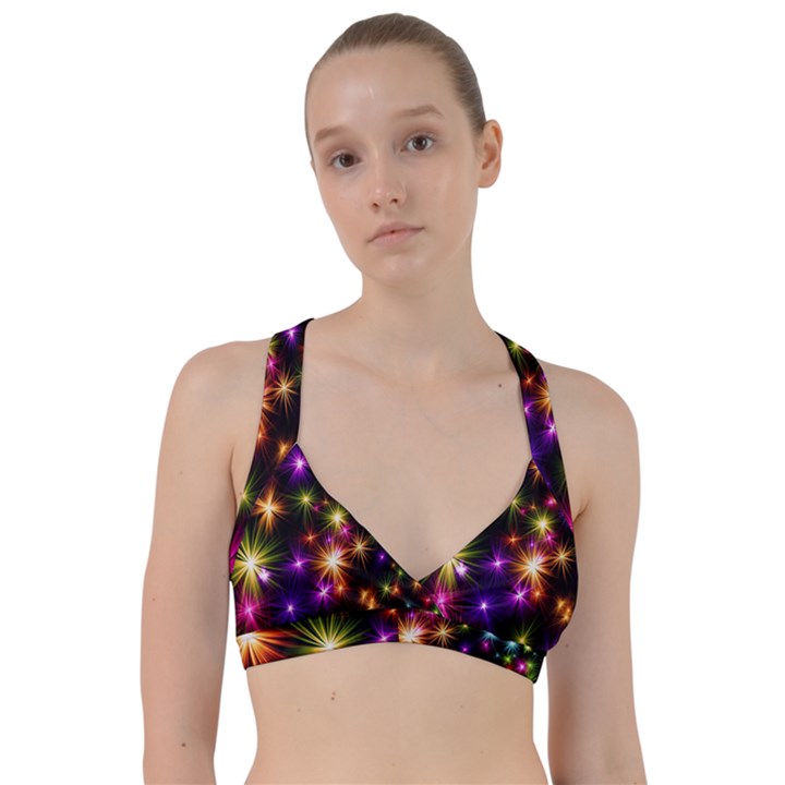 Star Colorful Christmas Xmas Abstract Sweetheart Sports Bra