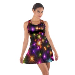 Star Colorful Christmas Xmas Abstract Cotton Racerback Dress by Cemarart