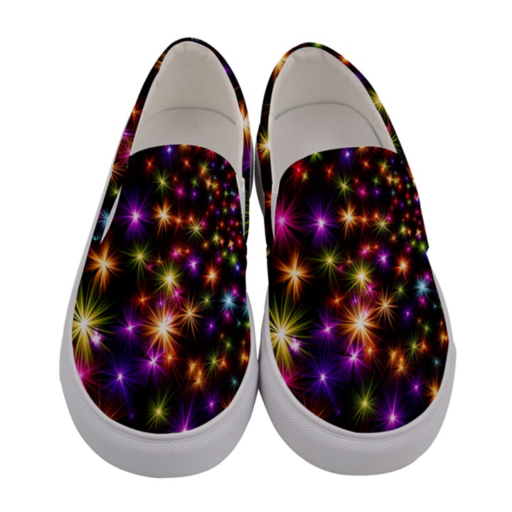 Star Colorful Christmas Xmas Abstract Women s Canvas Slip Ons