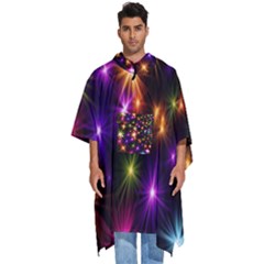 Star Colorful Christmas Xmas Abstract Men s Hooded Rain Ponchos by Cemarart