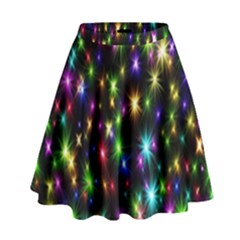 Star Colorful Christmas Abstract High Waist Skirt by Cemarart