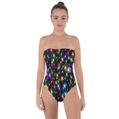 Star Colorful Christmas Abstract Tie Back One Piece Swimsuit by Cemarart