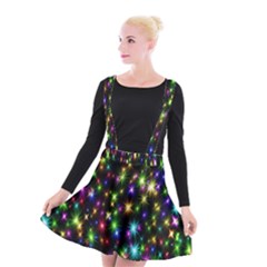 Star Colorful Christmas Abstract Suspender Skater Skirt by Cemarart