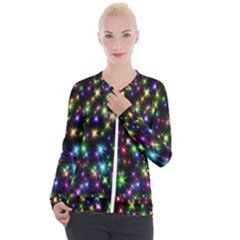 Star Colorful Christmas Abstract Casual Zip Up Jacket by Cemarart