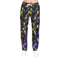 Star Colorful Christmas Abstract Women Velvet Drawstring Pants by Cemarart