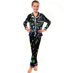 Star Colorful Christmas Abstract Kids  Satin Long Sleeve Pajamas Set by Cemarart