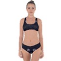 Black Cat Face Criss Cross Bikini Set View1