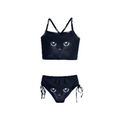 Black Cat Face Girls  Tankini Swimsuit by Cemarart