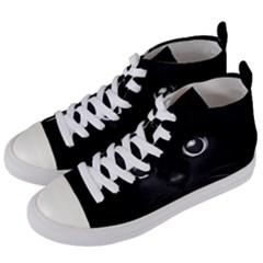 Black Cat Face Women s Mid-top Canvas Sneakers by Cemarart