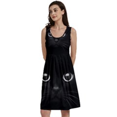 Black Cat Face Classic Skater Dress by Cemarart